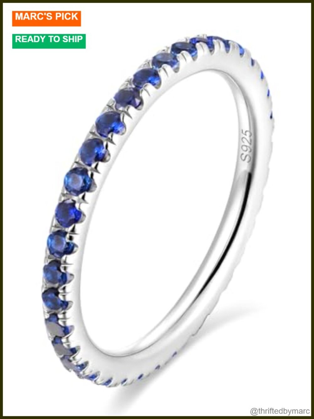 Sterling Silver Sapphire Eternity Ring Wedding Engagement Fine Jewelry